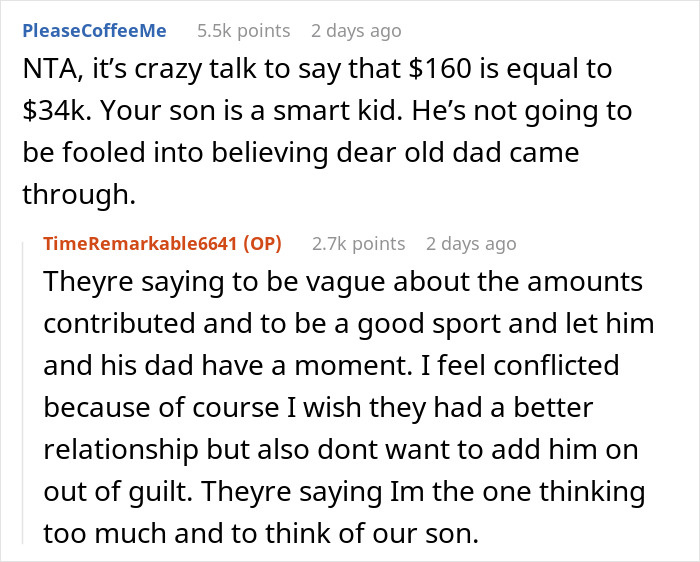 Woman Is Told To Let Dad Chip In $160 For The $34k Car She Is Buying Her Son Or Not Buy It At All To Avoid Making Him Feel Bad