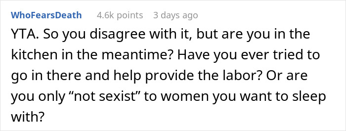 "When I Explained To Her The Tradition, She Was Understandably Bothered": Guy Doesn't Understand Why His GF Won't Follow His Family's Sexist Tradition "When I Explained To Her The Tradition, She Was Understandably Bothered": Guy Doesn't Understand Why His GF Won't Follow His Family's Sexist Tradition