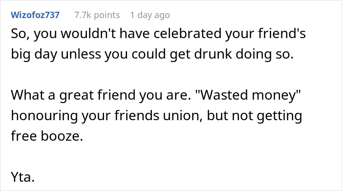 "Am I The Jerk For Being Pissed There Was No Alcohol At A Wedding?"
