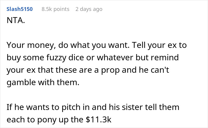 Woman Is Told To Let Dad Chip In $160 For The $34k Car She Is Buying Her Son Or Not Buy It At All To Avoid Making Him Feel Bad