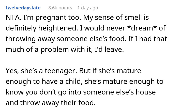 "[Am I The Jerk] For Yelling At My Brother&rsquo;s Pregnant Girlfriend And Kicking Them Both Out Of My House After She Threw Away My Food?"