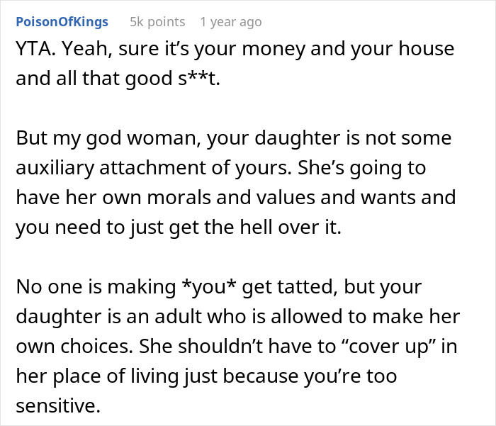 Mom Asks If She's A Jerk For Giving Her Daughter An Ultimatum Because She Got A Tattoo, Gets A Reality Check