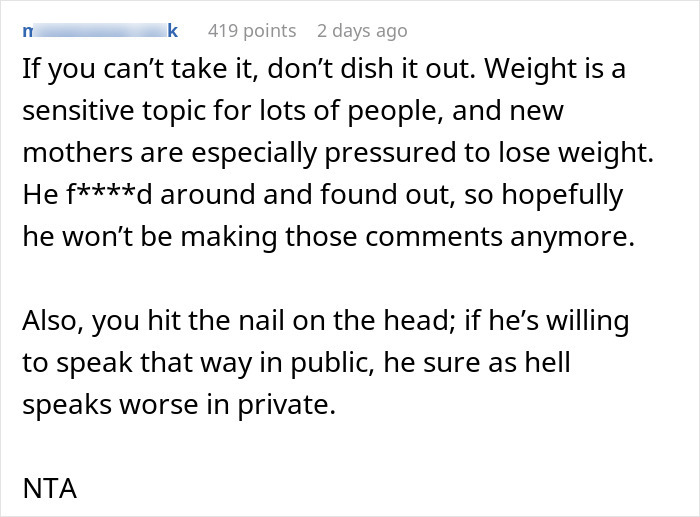 “She Just Had A Baby. What’s Your Excuse?”: Husband Humiliates His Wife And Becomes Upset After Receiving A Dose Of His Own Medicine “She Just Had A Baby. What’s Your Excuse?”: Husband Humiliates His Wife And Becomes Upset After Receiving A Dose Of His Own Medicine