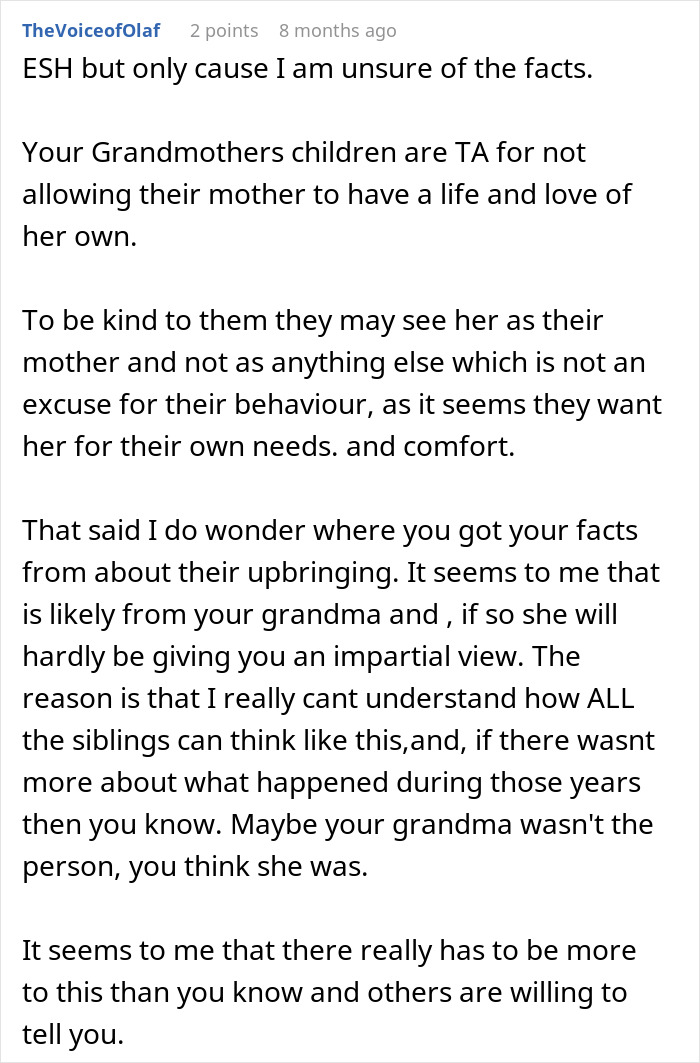 Guy Tells His Entire Family To "Grow Up" After They Got Mad At His 65 Y.O. Grandma For Having A Boyfriend And "Cheating" On Their Dad Guy Tells His Entire Family To "Grow Up" After They Got Mad At His 65 Y.O. Grandma For Having A Boyfriend And "Cheating" On Their Dad