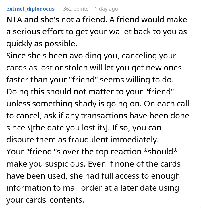 Friend Can’t Find The Time To Return Woman’s Wallet, Woman Decides She’ll Block Her Cards, Friend Goes Crazy Over It