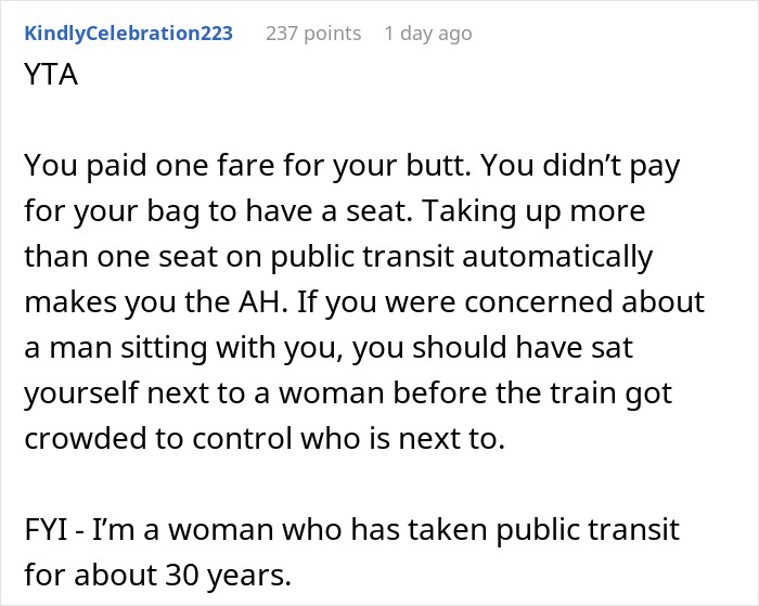Woman Doesn’t Want Men Sitting Next To Her On A Busy Train, Gets In An Argument When She’s Asked To Move Her Bag From An Empty Seat