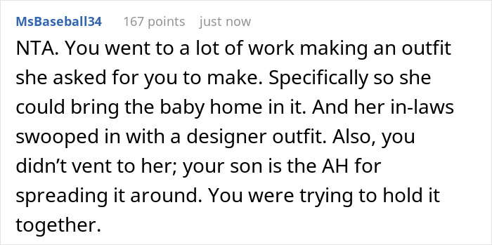 Mother Left ‘Lost’ And ‘Heartbroken’ When Daughter’s Newborn Is Dressed In A Designer Outfit Instead Of Her Handmade Set Mother Left ‘Lost’ And ‘Heartbroken’ When Daughter’s Newborn Is Dressed In A Designer Outfit Instead Of Her Handmade Set