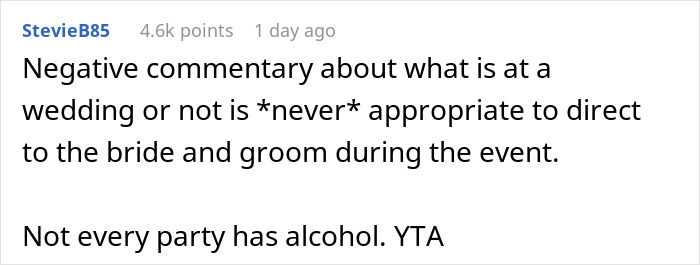 "Am I The Jerk For Being Pissed There Was No Alcohol At A Wedding?" "Am I The Jerk For Being Pissed There Was No Alcohol At A Wedding?"