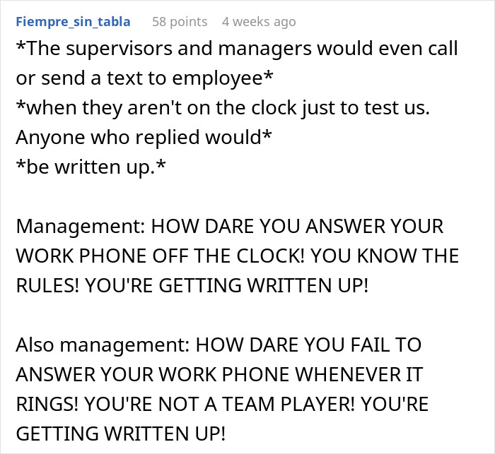 Management Tell Employees They Can't Use Their Phones After Work, Regret It Almost Immediately Management Tell Employees They Can't Use Their Phones After Work, Regret It Almost Immediately