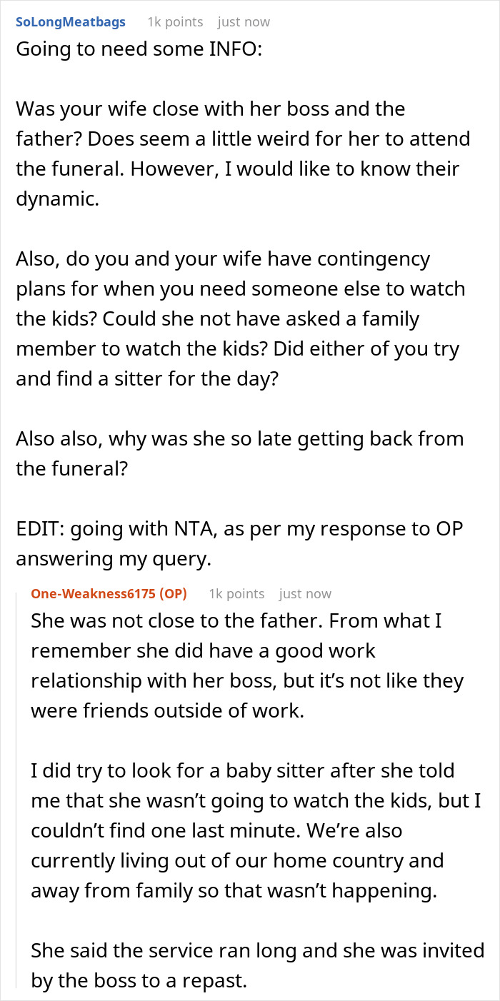 Man Feels Betrayed As Spouse Attends Funeral Instead Of Letting Him Take A Break From Parenting On Father's Day, Gets Called A Jerk Man Feels Betrayed As Spouse Attends Funeral Instead Of Letting Him Take A Break From Parenting On Father's Day, Gets Called A Jerk