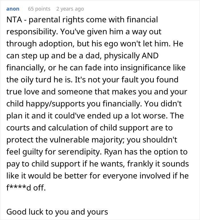 Woman's Ex Finds Out What Her New Husband Does For A Living, Demands Child Support Be Dropped