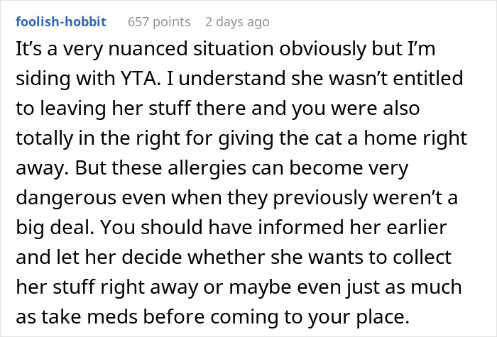 Person Gets Bashed By Cat-Allergic Ex-Roomie For Getting A Cat Before She Was Able To Gather The Rest Of Her Things Person Gets Bashed By Cat-Allergic Ex-Roomie For Getting A Cat Before She Was Able To Gather The Rest Of Her Things