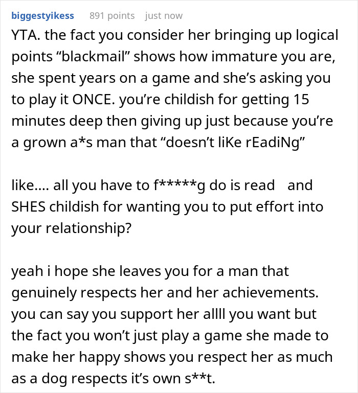 Girlfriend ‘Looks Shocked’ After Boyfriend Refuses To Finish A Game She’s Been Working On For Almost 2 Years Girlfriend ‘Looks Shocked’ After Boyfriend Refuses To Finish A Game She’s Been Working On For Almost 2 Years