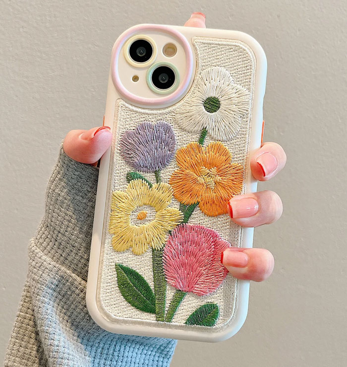 Embroidery Flowers Phone Cover