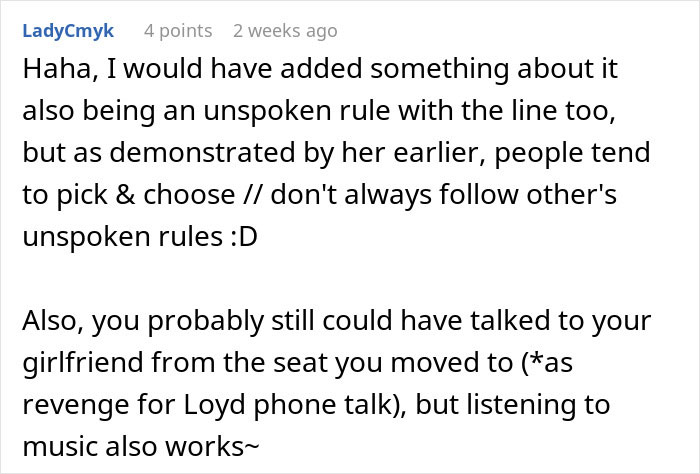 Woman Thinks She’s Entitled To Cut In Line Then Demand Things Be Moved From The Overhead Shelves, So This Man Teaches Her A Lesson Woman Thinks She’s Entitled To Cut In Line Then Demand Things Be Moved From The Overhead Shelves, So This Man Teaches Her A Lesson