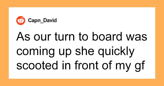 Woman Thinks She’s Entitled To Cut In Line Then Demand Things Be Moved From The Overhead Shelves, So This Man Teaches Her A Lesson