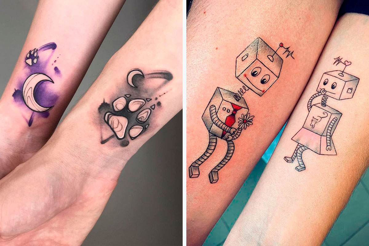 Couple/wedding tattoo based on @robokite_'s artwork for him. Bolder than my  usual style to match his other tattoos (I love making bolder… | Instagram