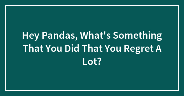 Hey Pandas, What’s Something That You Did That You Regret A Lot?