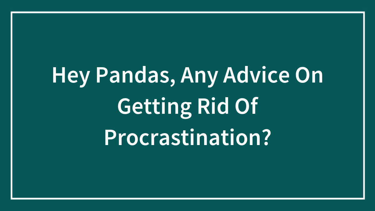 Hey Pandas, Any Advice On Getting Rid Of Procrastination? (Closed)