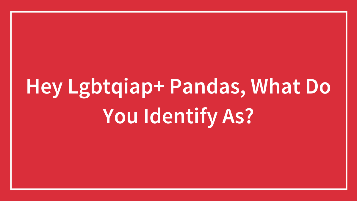 Hey LGBTQ+ Pandas, What Do You Identify As? (Closed)