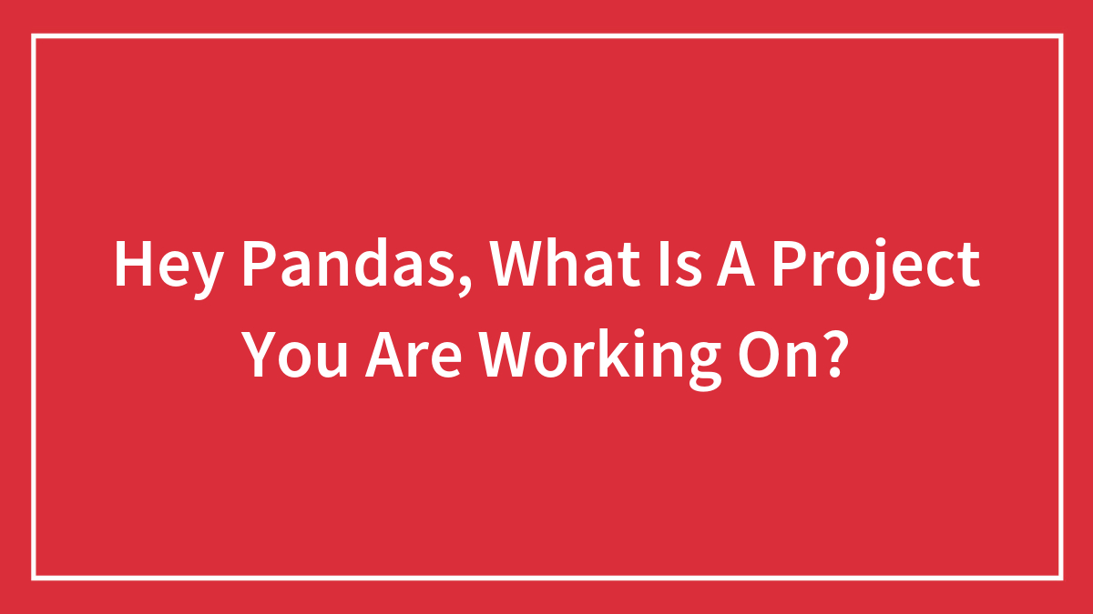 Hey Pandas, What Is A Project You Are Working On? (Closed)