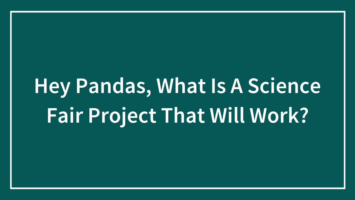 Hey Pandas, What Is A Science Fair Project That Will Work?