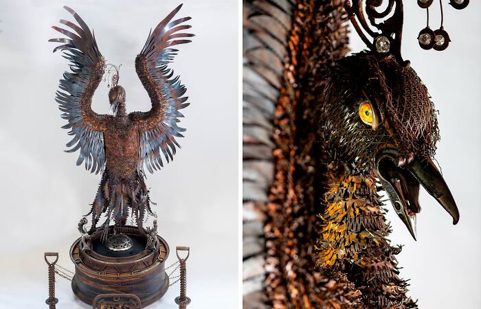 I Made A Scrap Metal Phoenix Fire Pit (11 Pics)