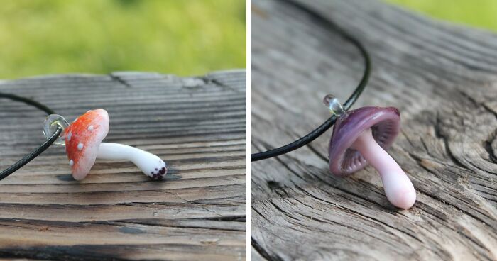 I Made Glass Pendants Inspired By Small Mushrooms (6 Pics)
