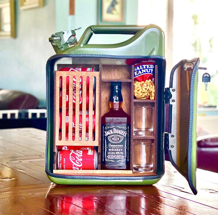 A Jerry Can Mini Bar With Jack Daniels 