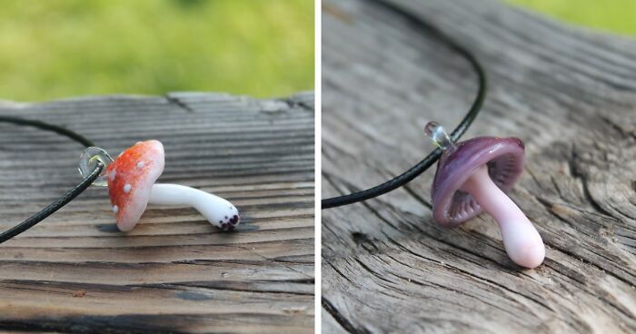 I Made Glass Pendants Inspired By Small Mushrooms (6 Pics)