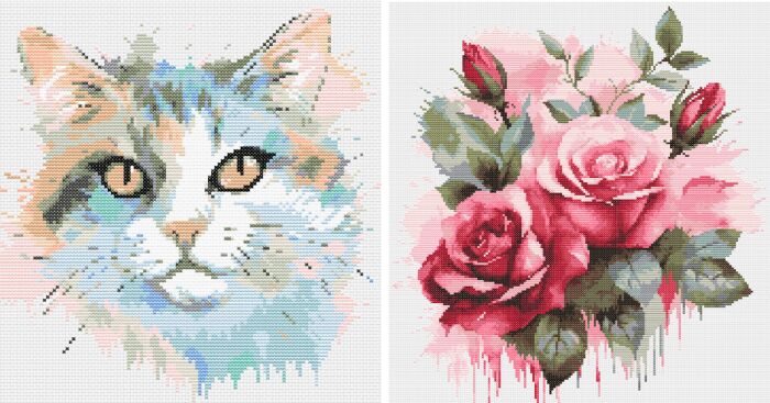 Cross-Stitch Patterns And Watercolor Paintings (11 Pics)
