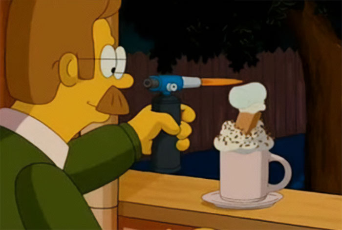 Ned Flanders making hot chocolate