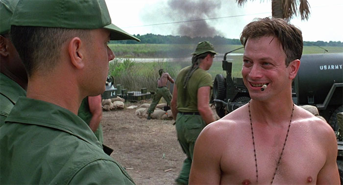 Lieutenant Daniel Taylor smoking