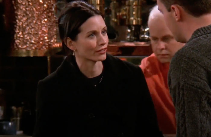 Monica is mad at Chandler 