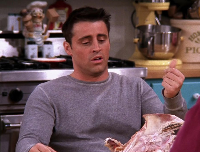 Joey eating turkey 