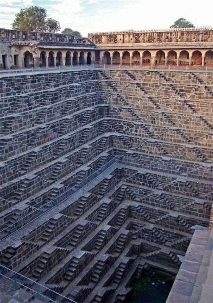 This Stairwell In Rajasthan, India Inside A Well Is The Deepest In The World. It's Called Chand Baori And Was Made By Slaves In The City Of Jaipur