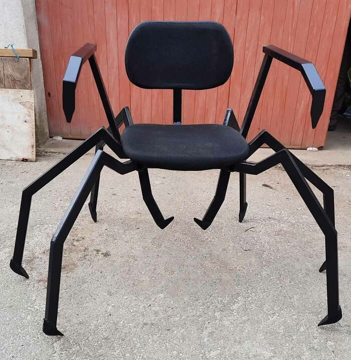 Black chair shaped as a spider 