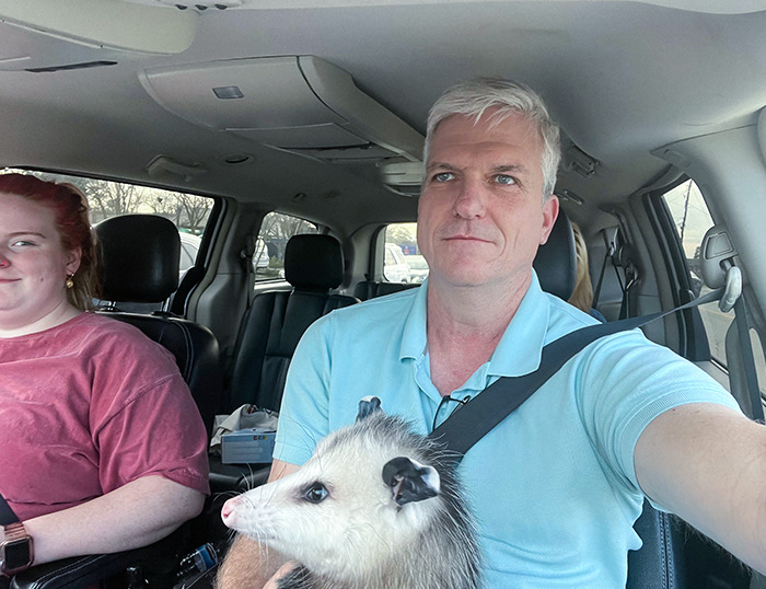 My Husband, Daughter, And Opossum Out For A Ride