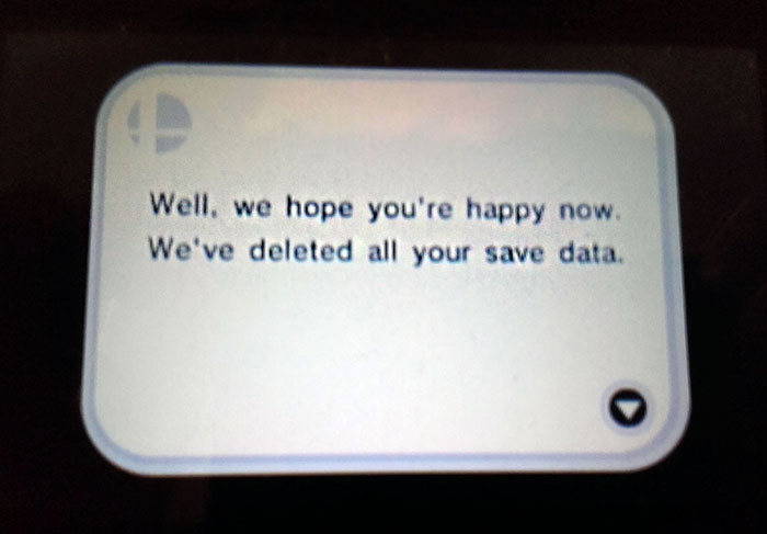 Smash 4 Gets Really Passive-Aggressive When You Delete Your Saved Data
