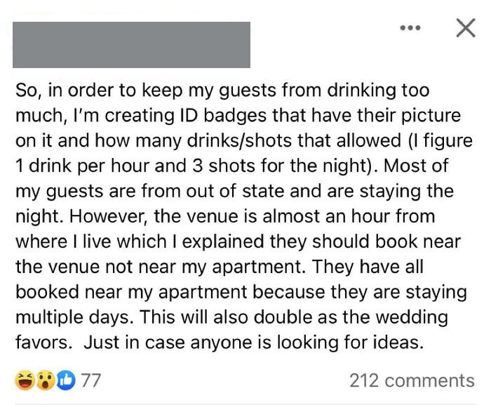 Controlling How Much Guests Can Drink By Making Them Wear An Id Badge…. And It Doubles As Their Favor