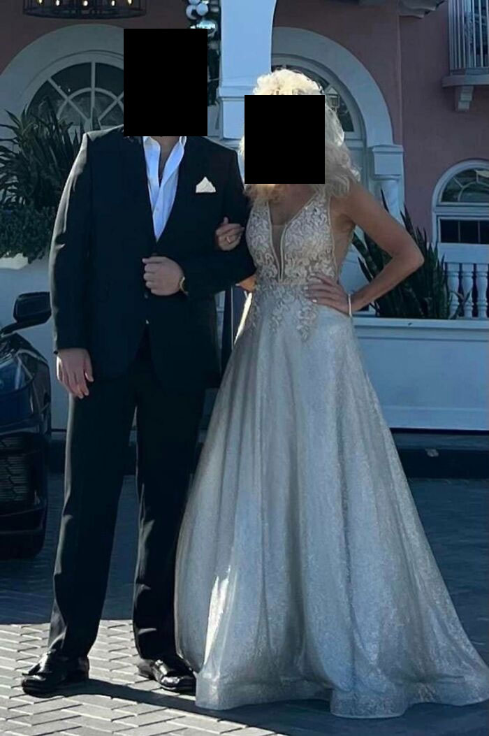 Mother Of The Bride. Bride’s Dress Also Had Bejeweled Top And Float Bottom