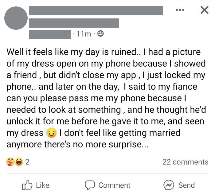 Bride Doesn't Feel Like Getting Married Any More Because *checks Notes* The Surprise Is Ruined
