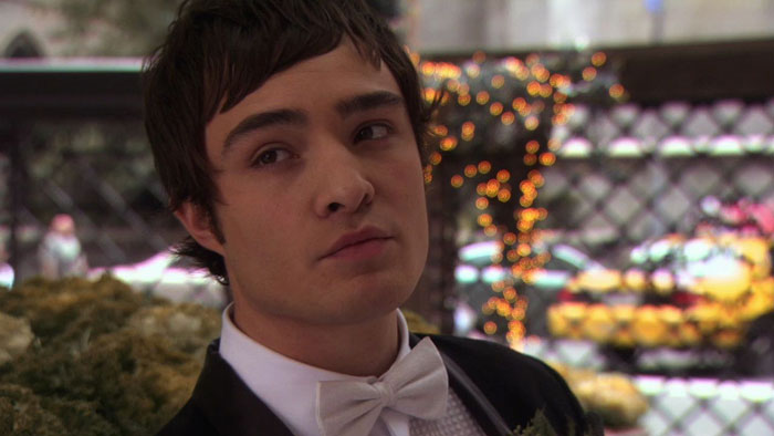 Chuck Bass wearing silver bow-tie
