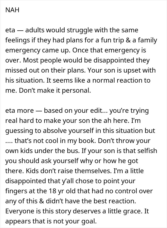 Teen Calls Parents "Selfish" For Making Him Miss His Graduation Trip To Watch His Siblings During Family Emergency, Parent Asks For Advice