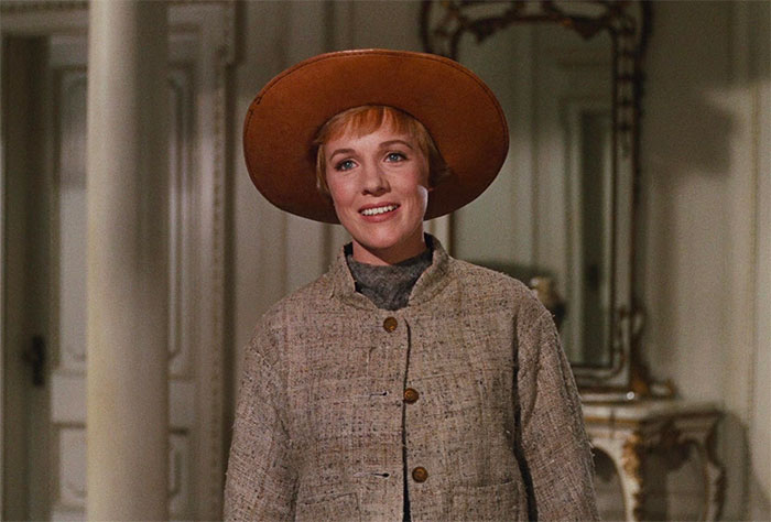 Julie Andrews in the movie The Sound Of Music wearing hat