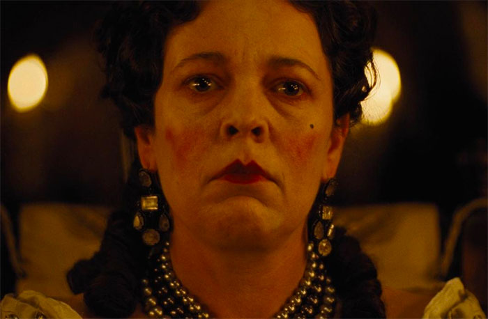 Olivia Colman in The Favourite watching