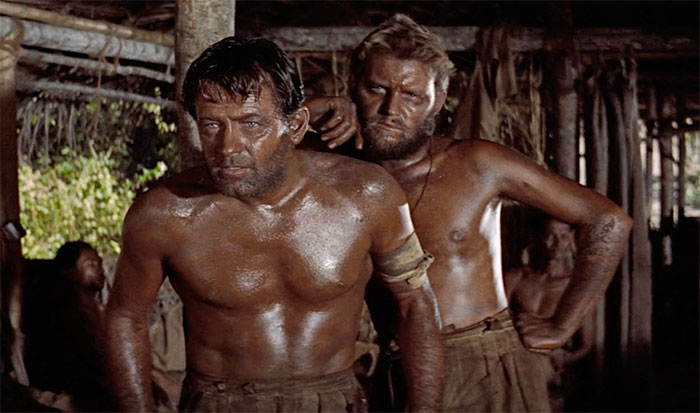 Percy Herbert and Alec Guinness in movie The Bridge On The River Kwai