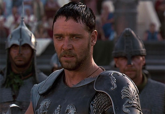 Maximus wearing gladiator armour