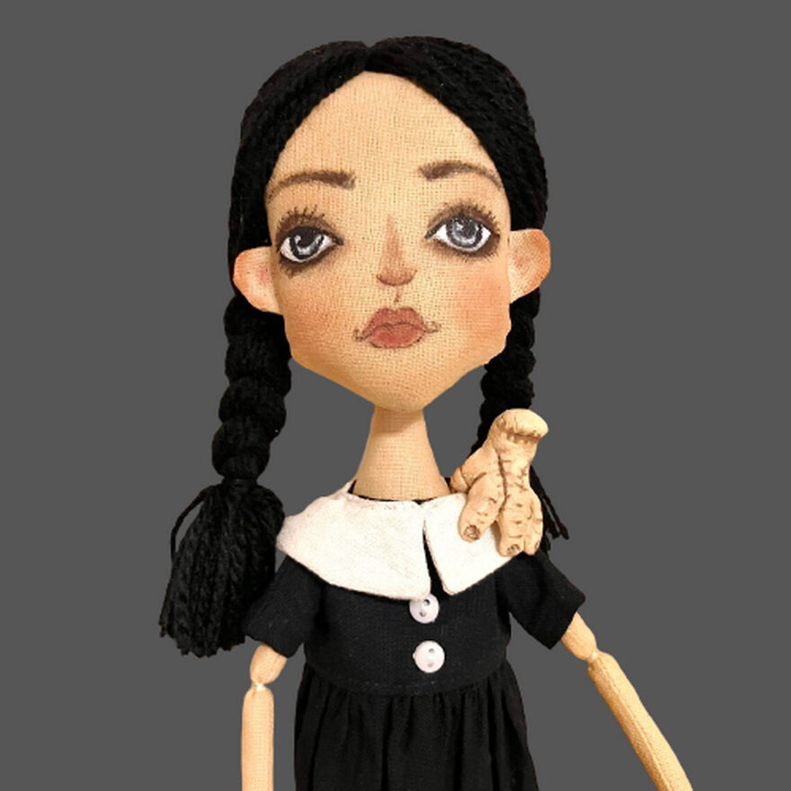 I Made This Wednesday Addams Doll - Gothic Doll - Ooak Art Doll