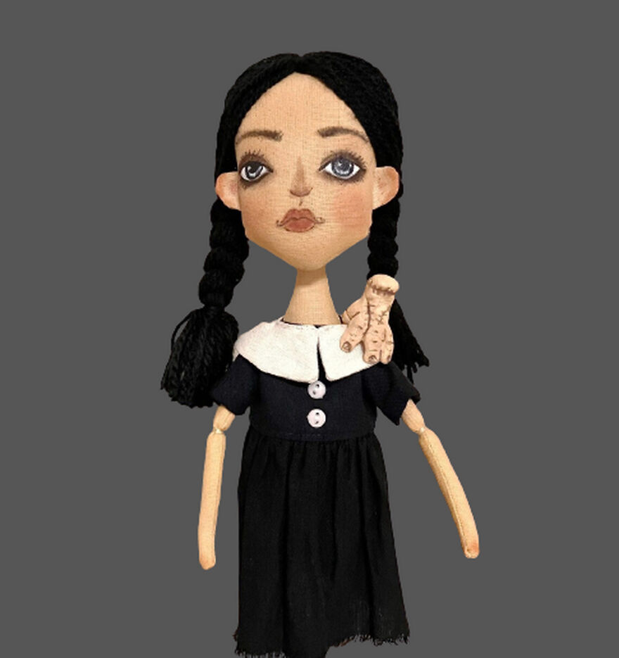 I Made This Wednesday Addams Doll - Gothic Doll - Ooak Art Doll